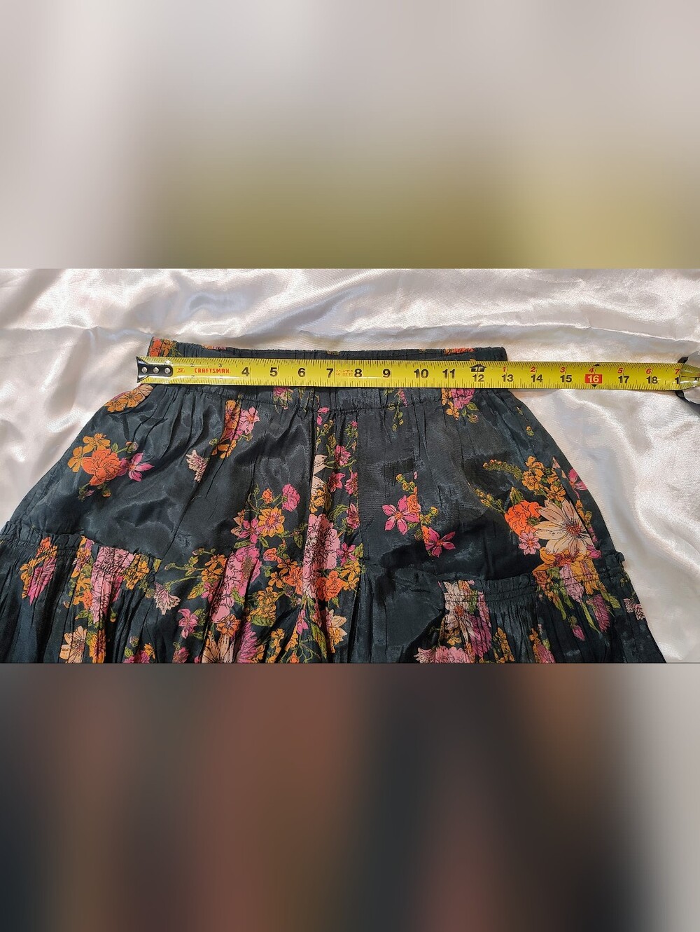 Floral Wide-Leg Maxi Pants - Navy with Pink Floral. Can Fit A S/M. Model Is 5'2 - Picture 11 of 16